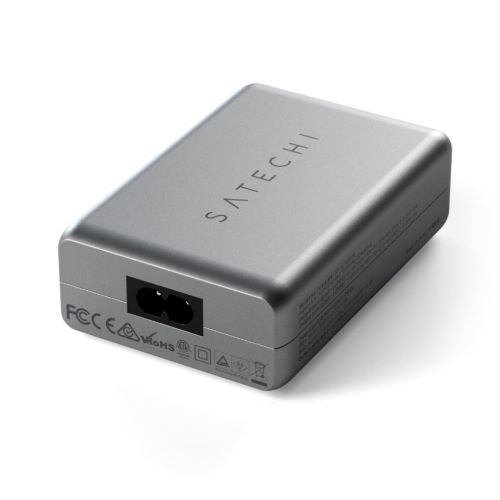 Satechi USB-C 100W GaN PD Dual Port Travel Charger Space Grey