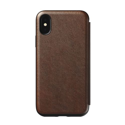 Nomad Folio, Leather, Tri-Fold, Rustic Brown, iPhone XS Max