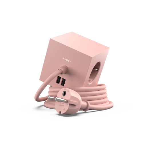 AVOLT Square1 3x Power Extender + 2x USB-A Old Pink